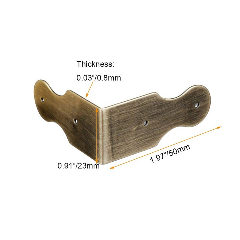 Tiazza 8Pcs Pure Brass Box Corner Protector Corner Braces Hardware Desk Edge Right Angle Guards Wood Jewelry Box Photo Frame Accessories (Antique Bronze) - Image 4